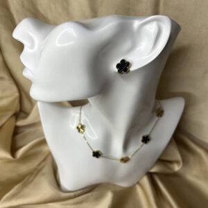 Collier Multi Trèfle Noir