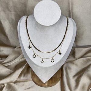 Collier Double Rangs Trèfle Étoile