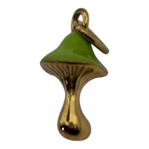 Charm champignon vert en acier inoxydable