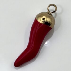 Charm chili émaillé rouge en acier inoxydable