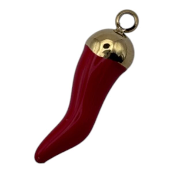 Charm chili émaillé rouge en acier inoxydable