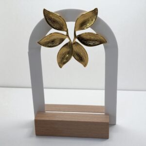 Boucles d'oreilles trois feuilles en or