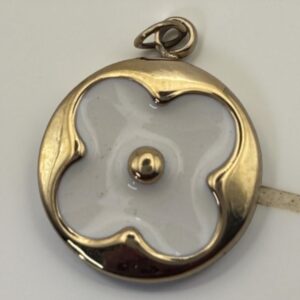 Charme quatre feuilles Blanc en acier inoxydable