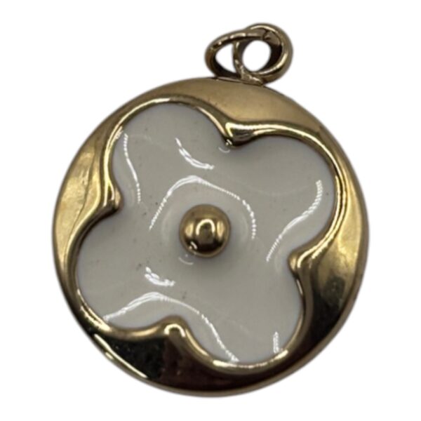 Charme quatre feuilles Blanc en acier inoxydable