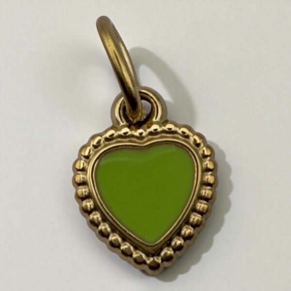 Charm Coeur vert en acier inoxydable
