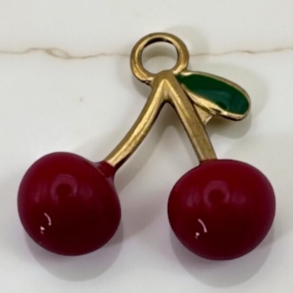 Charme Cerises rouge en acier inoxydable